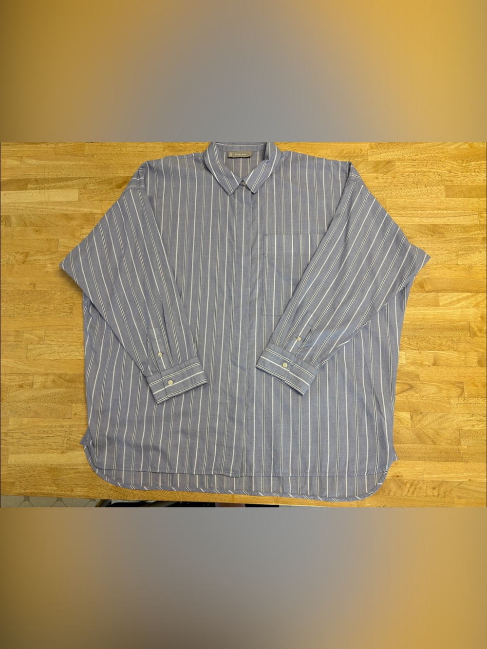 Everlane The Boxy Oxford Striped Drop Shoulder 100% Cotton Shirt Blue White L